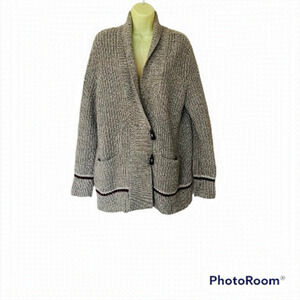 VINTAGE Icelandic-Chunky-hand-knit-Neutral-tone-Fisherman Winter Sweater. Large
